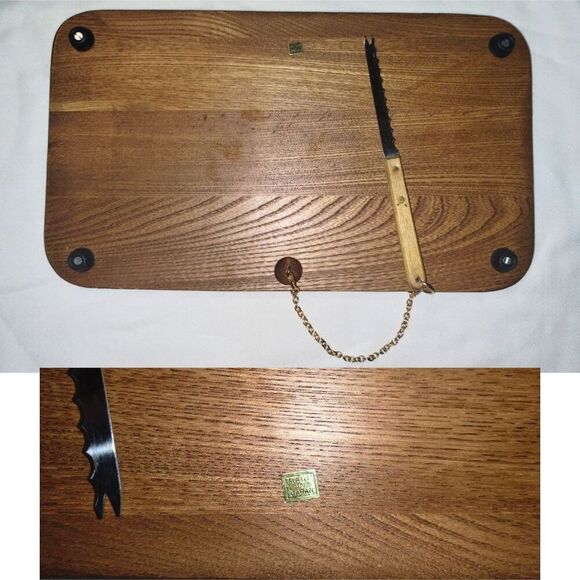 Vintage Goodwood Teak Dandelion, Knife, Glass Cloche Cheese Cracker Charcuterie0 - Picture 3 of 5